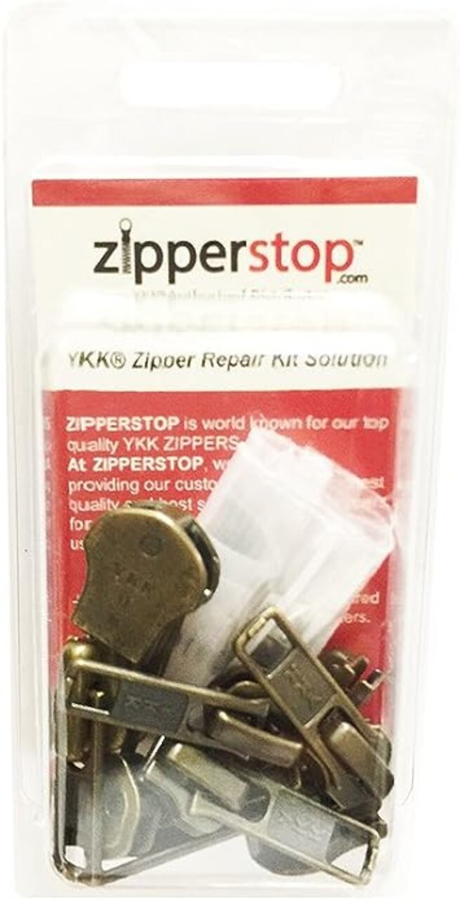 YKK Zipper Repair Kit Solution 8 Sets Assorted 4 of #5, 2 of #7 and 2 of  #10 Included Top & Bottom Stops Made in USA Antique Auto Lock Sliders,  Black